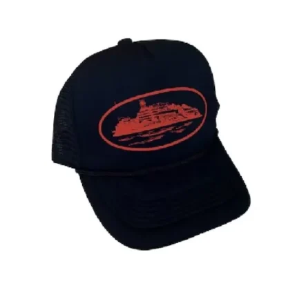 Corteiz Alcatraz Trucker Hat Black Red