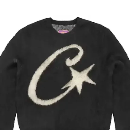 Corteiz C Star Mohair Knit Sweatshirt Black (1)