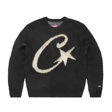 Corteiz C Star Mohair Knit Sweatshirt Black (2)