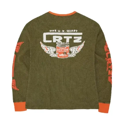 Corteiz Gasolina Waffle Sweatshirt Tonal Khaki Burnt Orange (2)