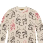 Corteiz Mens Tiger Waffle Sweatshirt Cream (1)