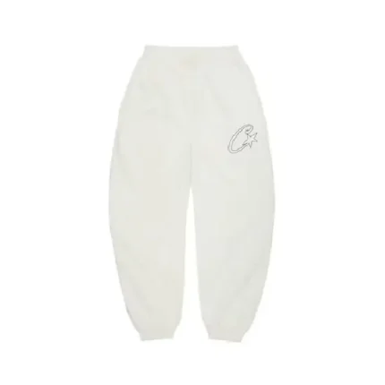 Corteiz Satin C Star Appliqué Swetpants Off White (2)